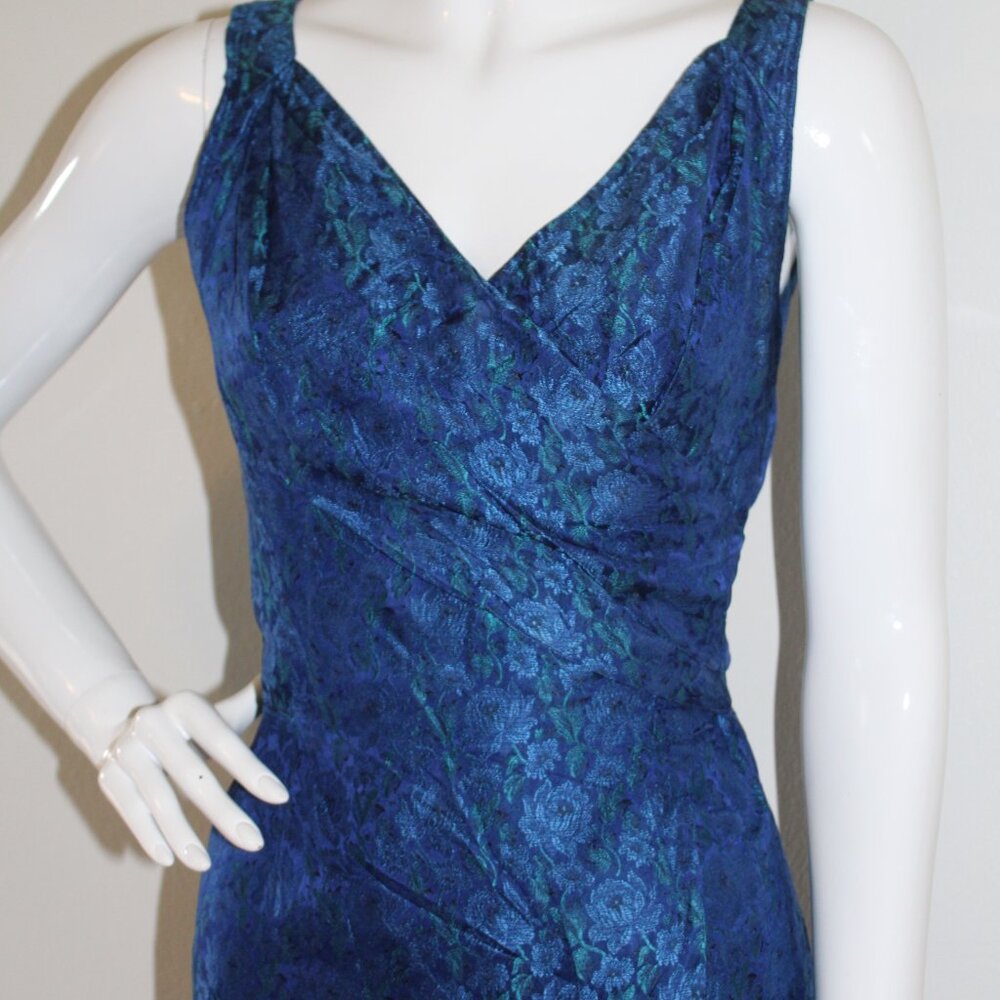 Blue Vintage 1950s Vintage Brocade Dress - Picture 4 of 9